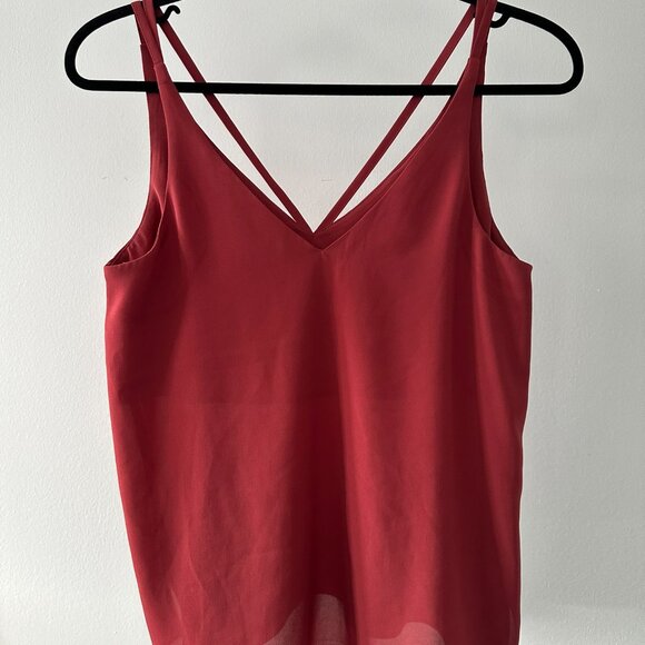 Topshop V-Neck Red Camisole Chiffon Top - Picture 1 of 3